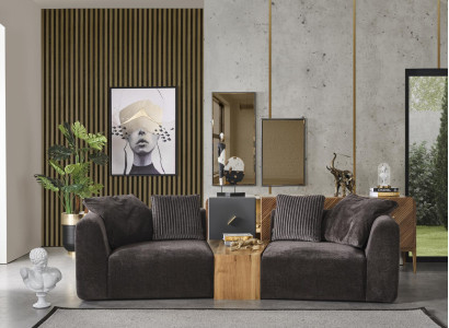 Four Seater Sofa 4 Seater Sofas Modern Design Fabric Polyester Black